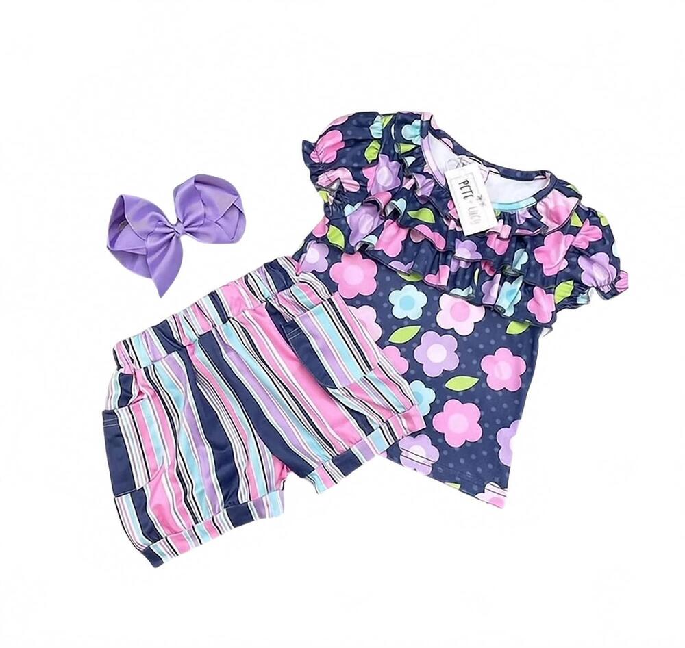 NEW PETE + LUCY girls lori short set in navy